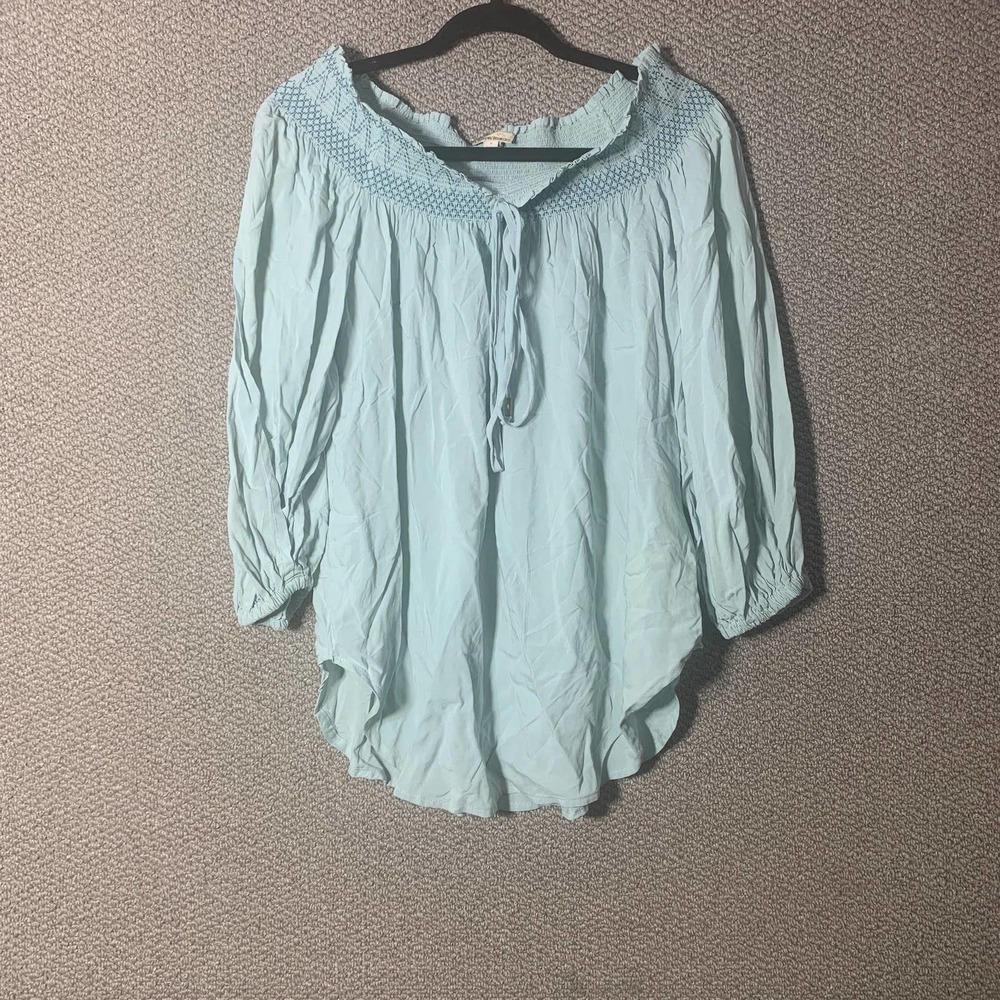Anthropologie Holding Horses Womens Blouse Size Small Blue Off Shoulder Boho